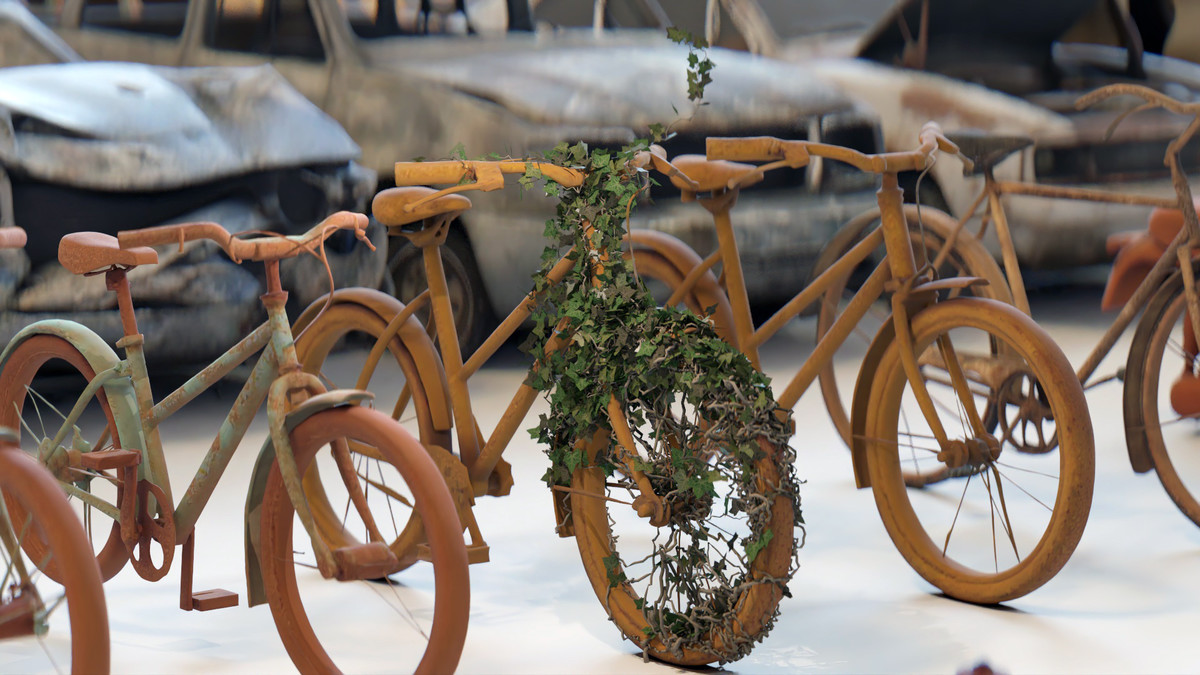 Old Abandoned Junk Rusty Vehicles 3d Game Ready Set (Car, Bus, Motorcycle, Bike)