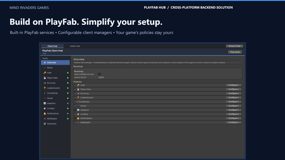 PlayFab Hub - Cross-Platform Backend Solution
