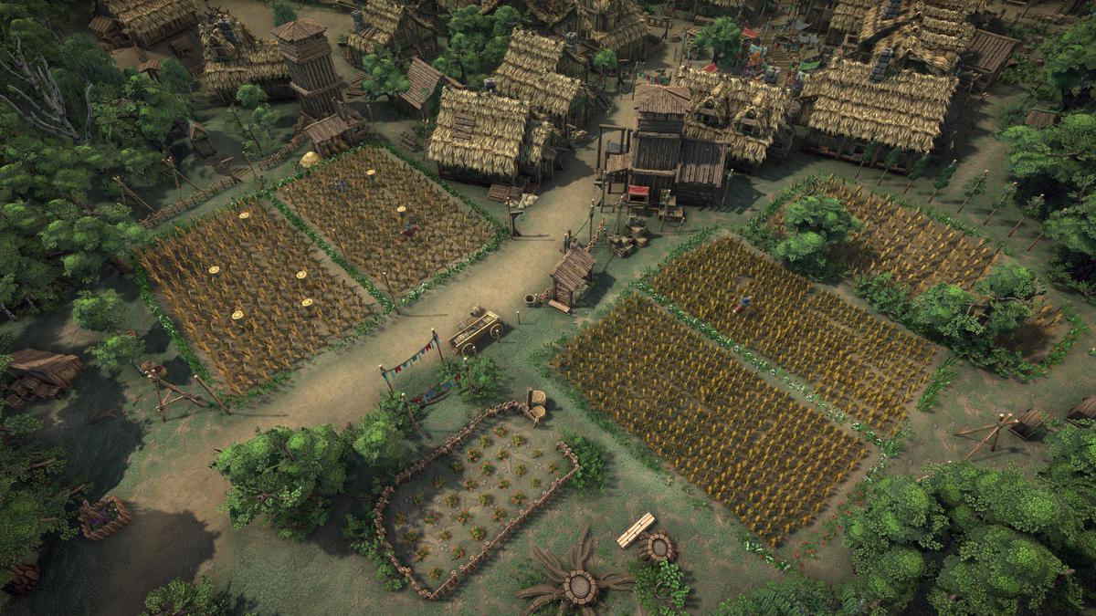 Stylized fantasy pagan village