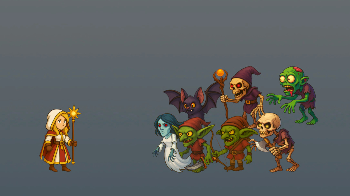 Dark fantasy - popular enemies + hero