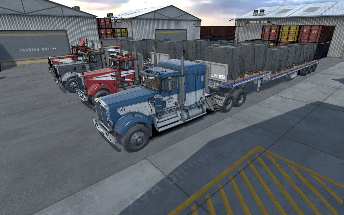 80s Semitruck dropdeck trailer