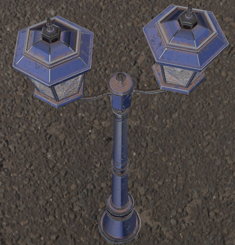 Ornate Double Street Lamp - 4 Texture Variants Pack