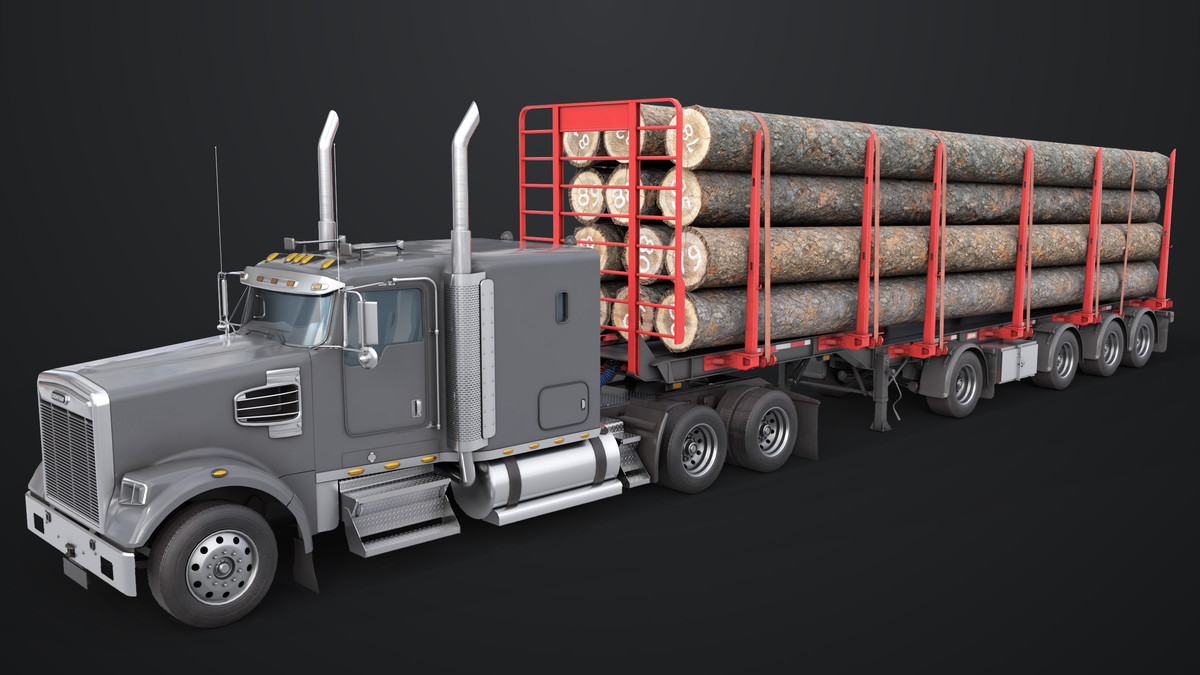 Truck 07 Log Trailer Grey Version URP HDRP Textures