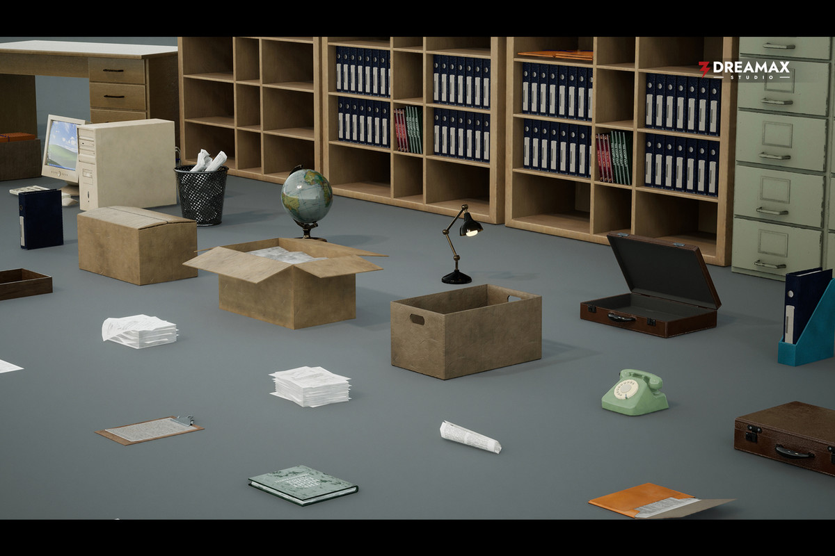 Retro Office Props - 90s Cubicle, Desk, Filing & Classic Workplace Assets