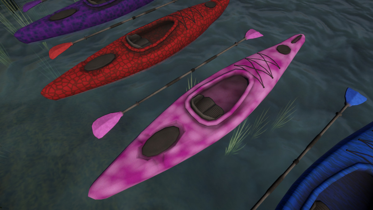 kayak + paddle (8 variants | low poly 2.7k~ tris)
