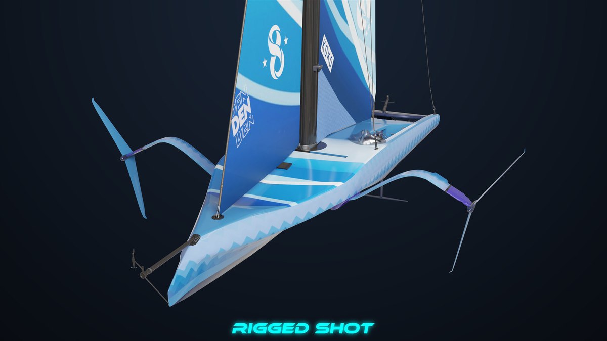 Yacht Hydrofoil Sailing Boat Blue URP HDRP Textures