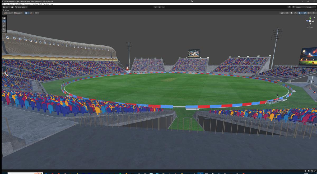 Modular Cricket Arena Stadium 3D Environment with Props