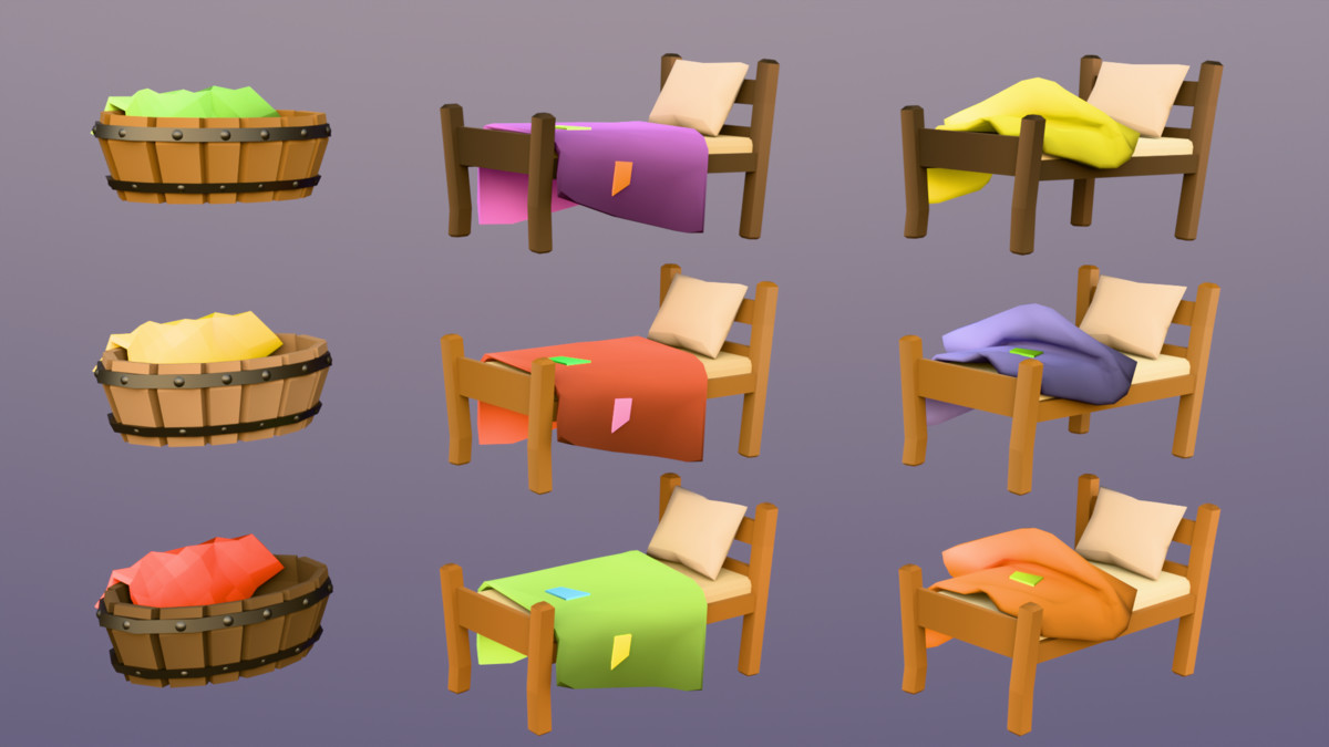 Low Poly 3D Medieval Town Assets
