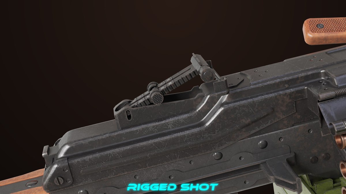 Machine Gun 11 Wood handle URP HDRP Textures