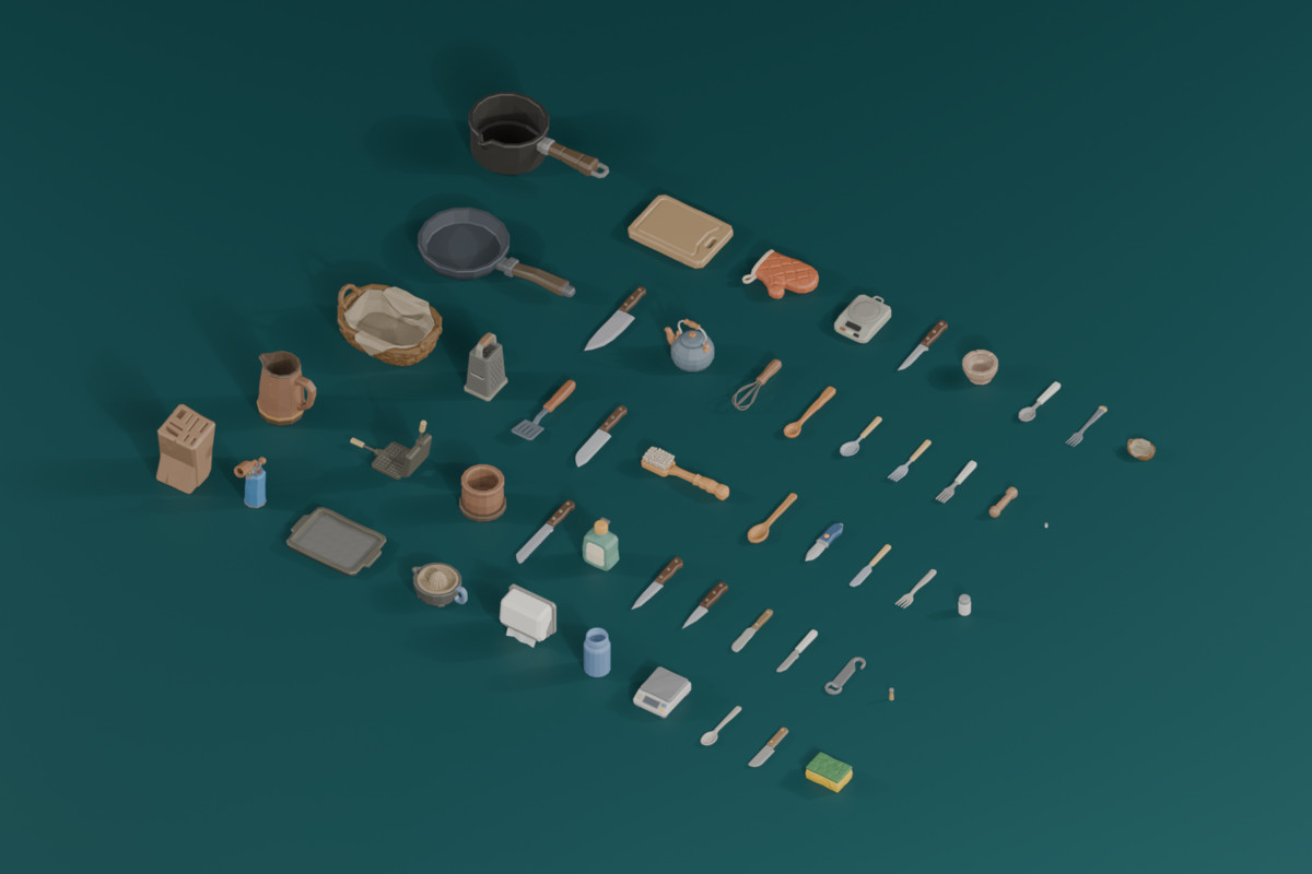 Low Poly Stylized Kitchen Bundle