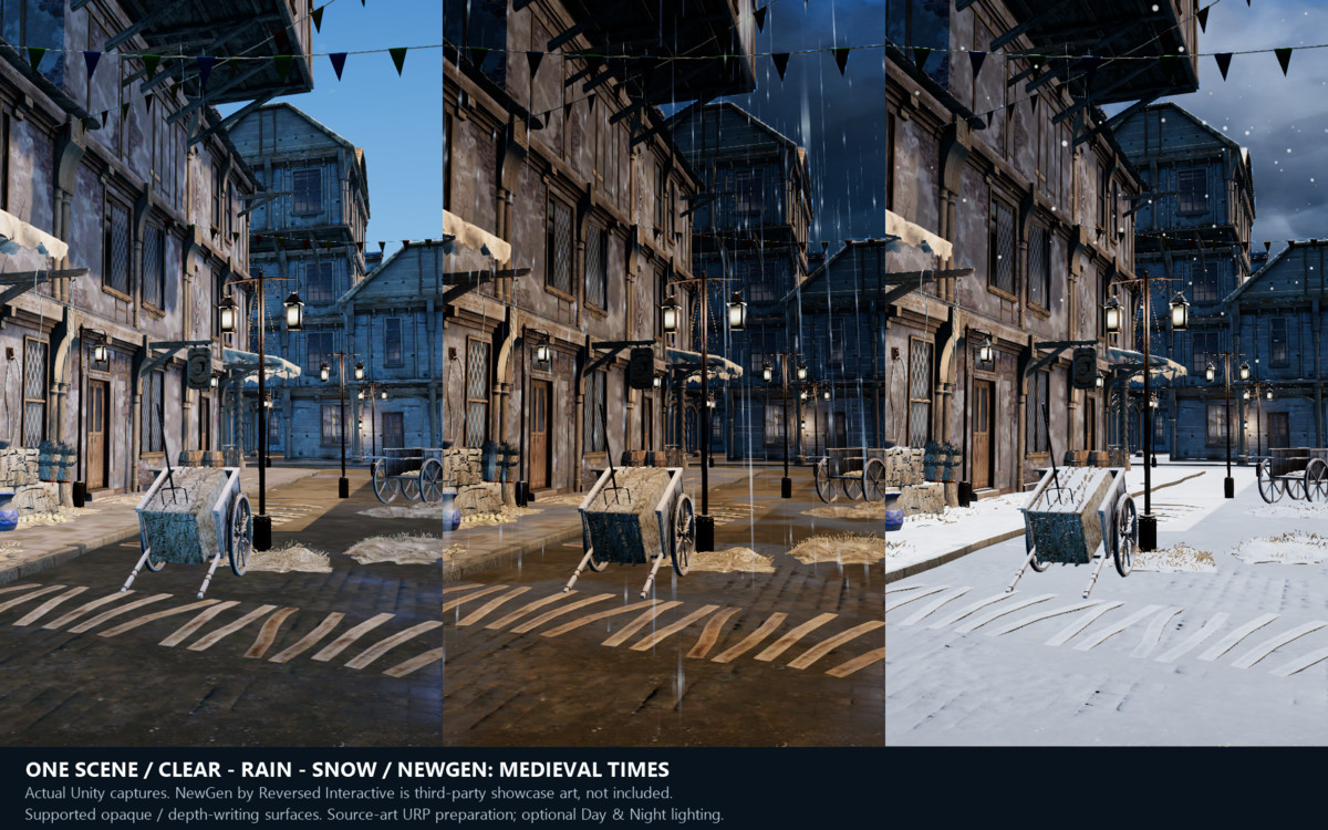 Celestial Cycle: Dynamic Season – URP Snow, Rain & Footprints