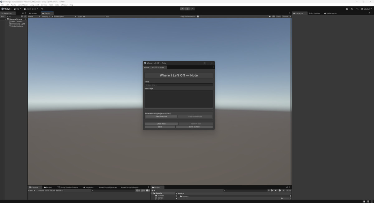 Where I Left Off - Productivity Editor Tool