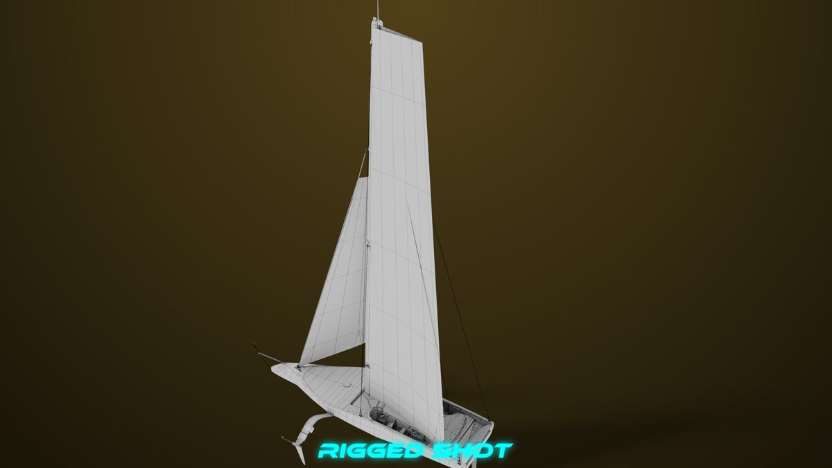 Yacht Hydrofoil Sailing Boat Blue URP HDRP Textures