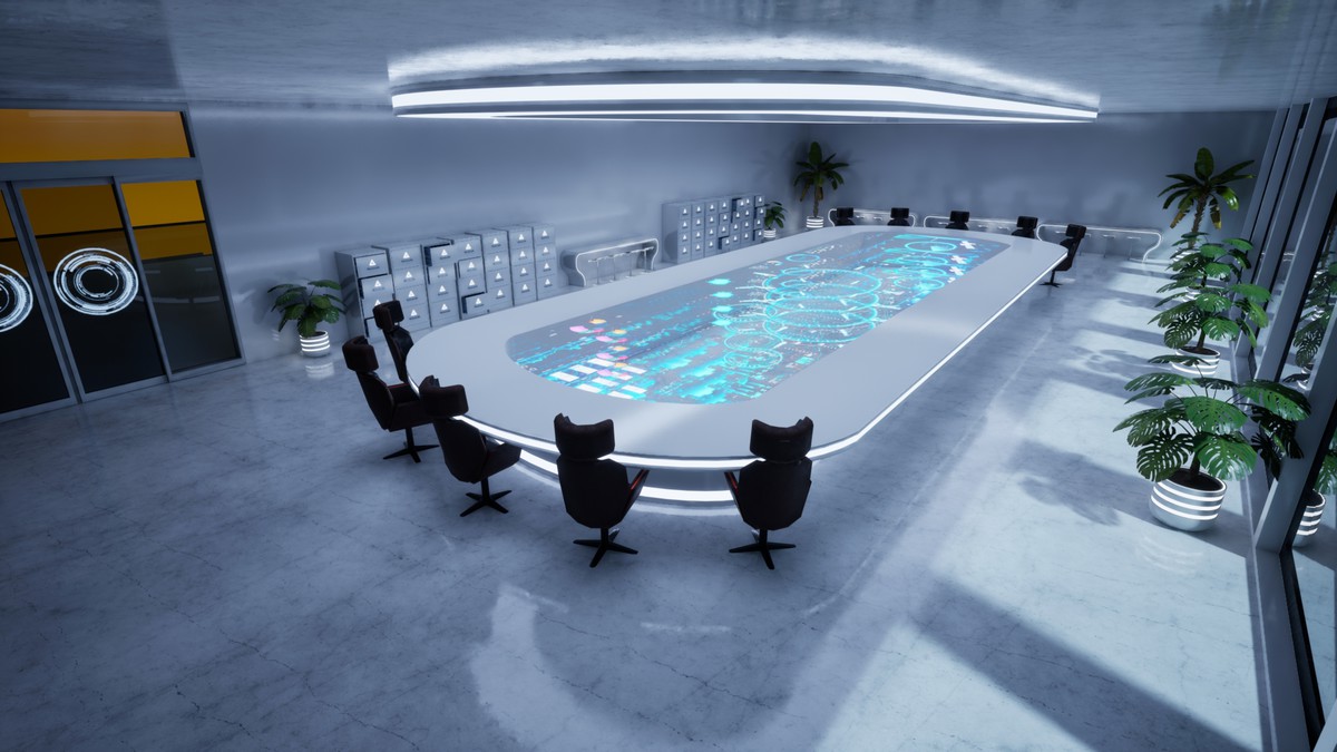 Futuristic Conference Room – Sci-Fi interior meeting hub