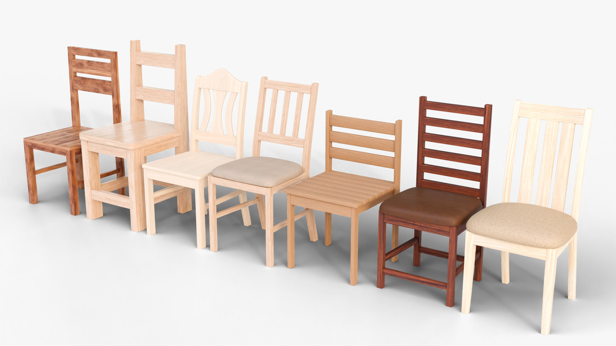 Wooden Chair Mega Pack – 7 PBR Low Poly Pack 3