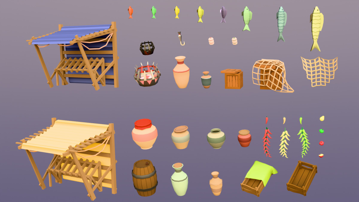 Low Poly 3D Medieval Town Assets