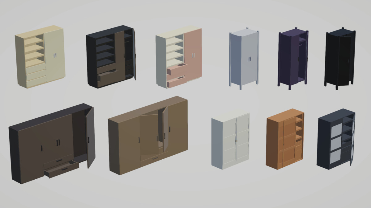 Low Poly Bedrooms - Modular Assets