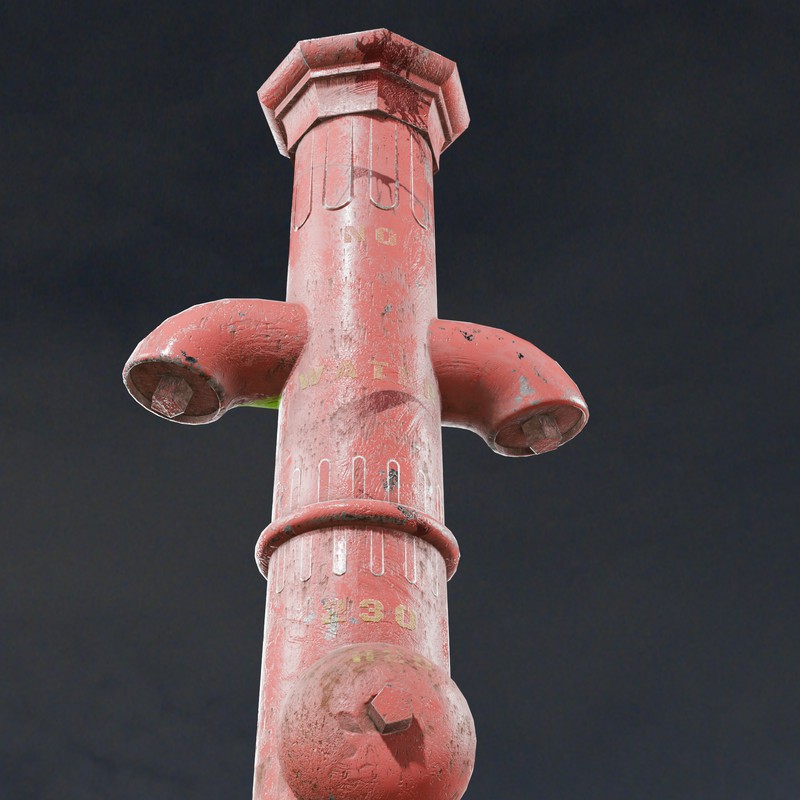 Vintage Cast Iron Fire Hydrant – Low Poly PBR with LODs