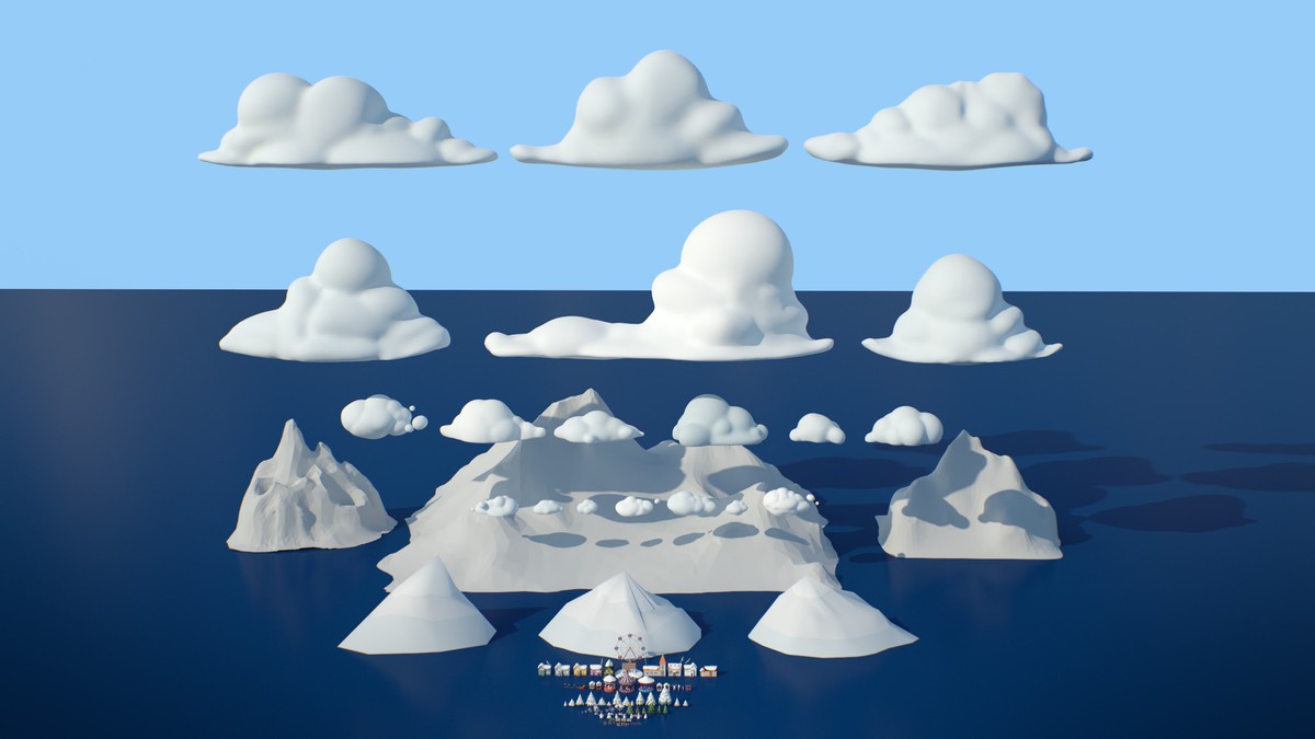 Stylized Lowpoly Winter City Asset Pack