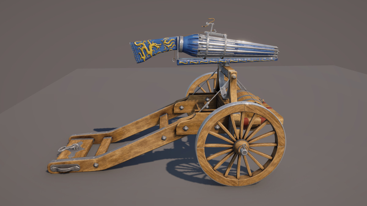Multi-Barrel Firearm – 3 Variants (Clean, Used, Damaged) + Animation