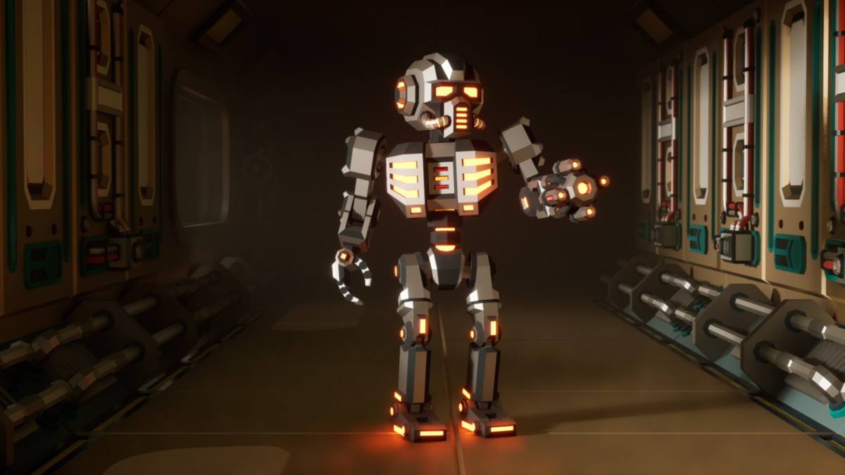 Modular Sci-Fi Robot Low-poly Stylized