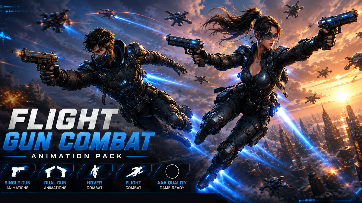 Flight Gun Combat Animation Pack