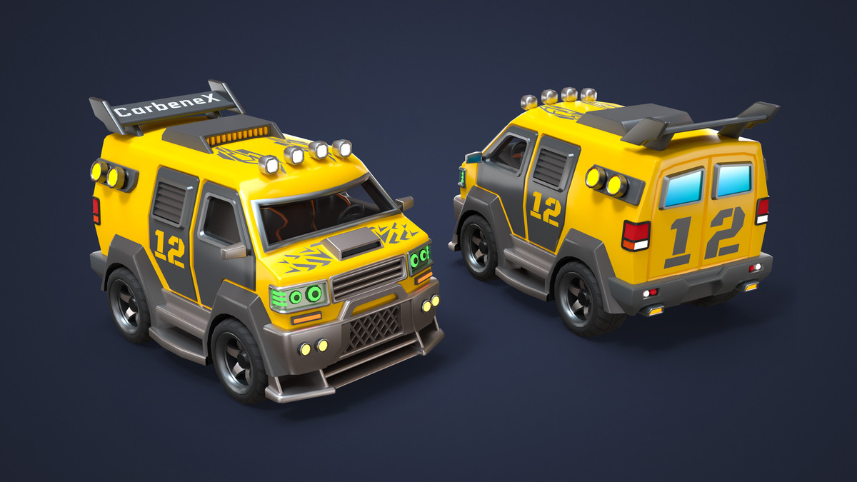 Modular Cyber Racing Cars - Low Poly 3D Models