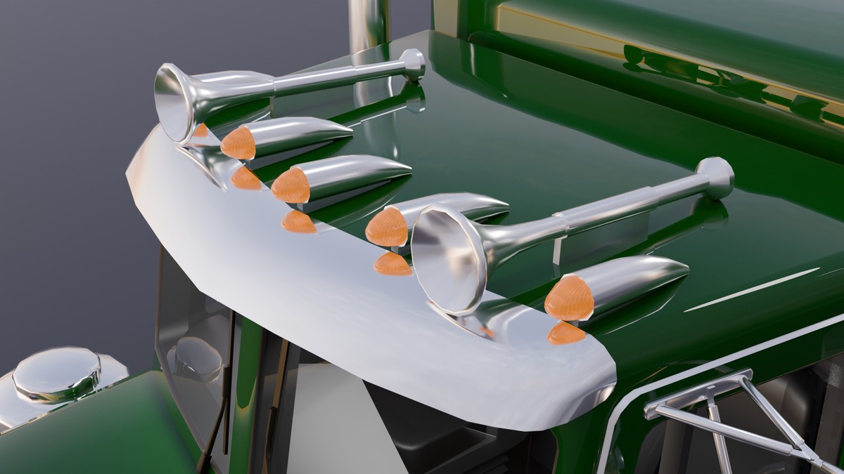 American Semi Truck with Flatbed Trailer & Cable Reel Cargo