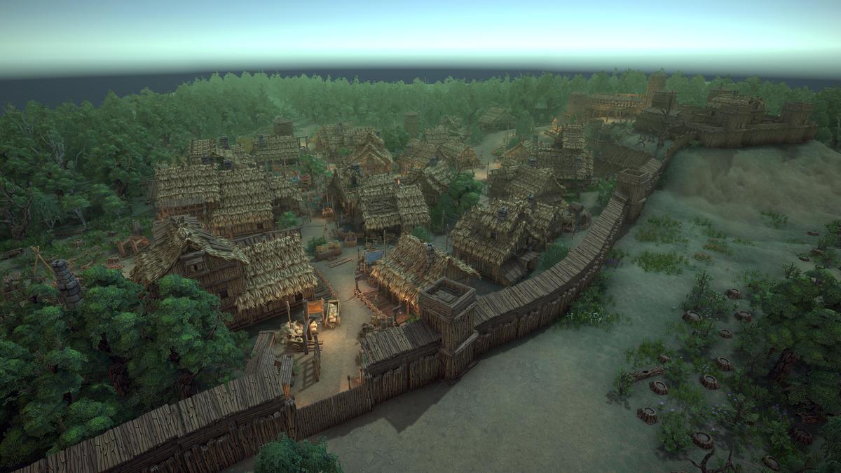 Stylized fantasy pagan village