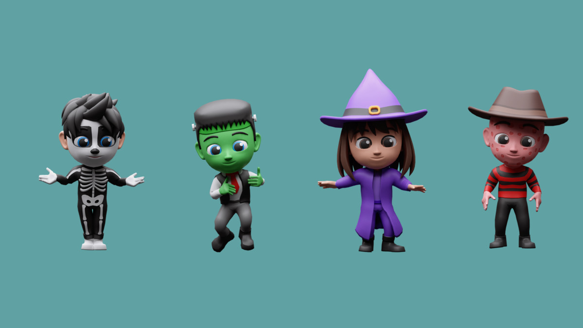 Cartoon kids 3 02 in halloween costumes