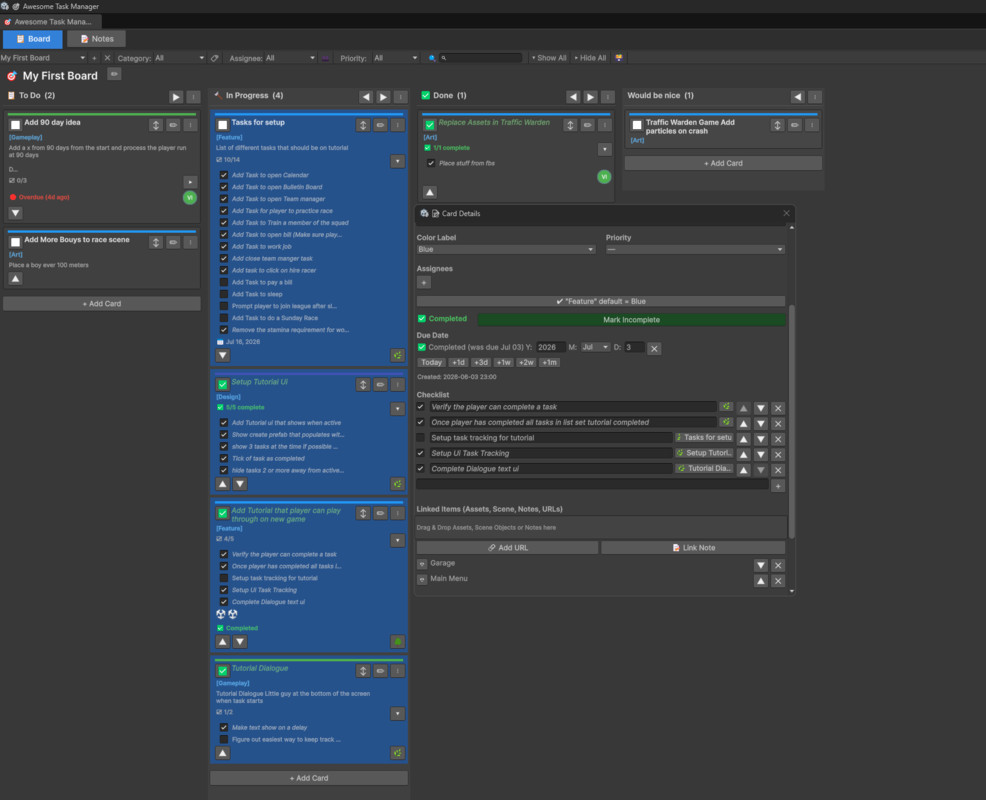 Awesome Task Manager (Kanban + Notes Management)