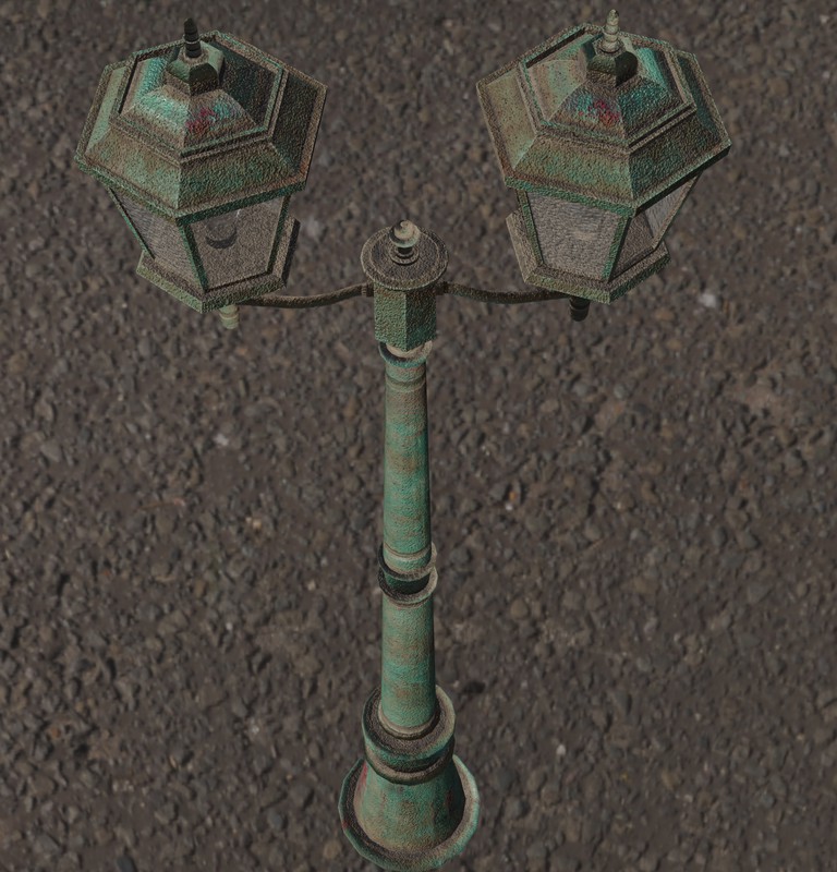 Ornate Double Street Lamp - 4 Texture Variants Pack