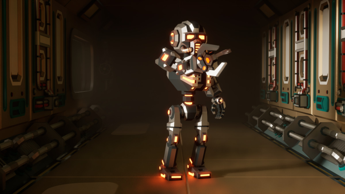 Modular Sci-Fi Robot Low-poly Stylized