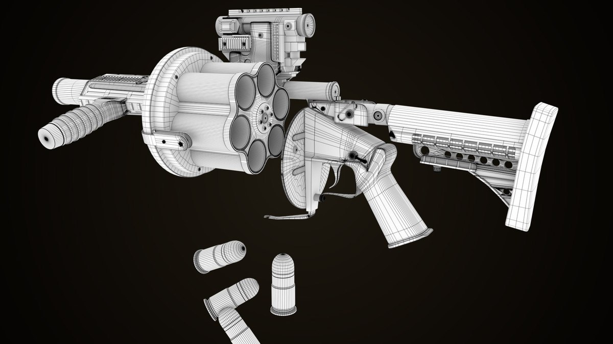 6 Grenade Launcher Black URP HDRP Textures