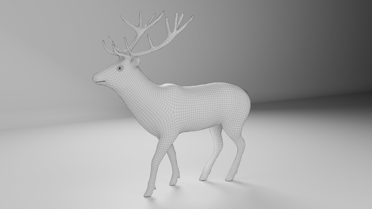 White Deer Stag – Rigged & Animated