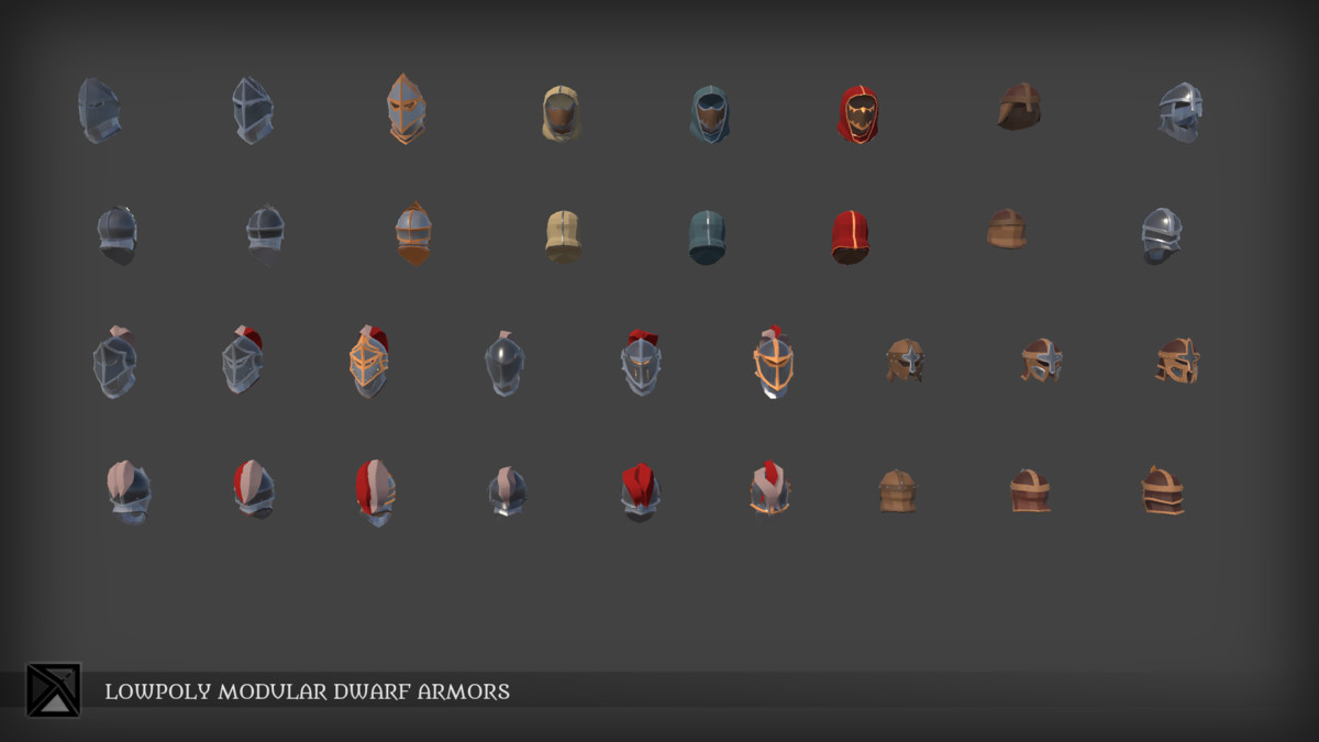 Lowpoly Dwarves Modular Armors Bundle- MEDIEVAL FANTASY SERIES
