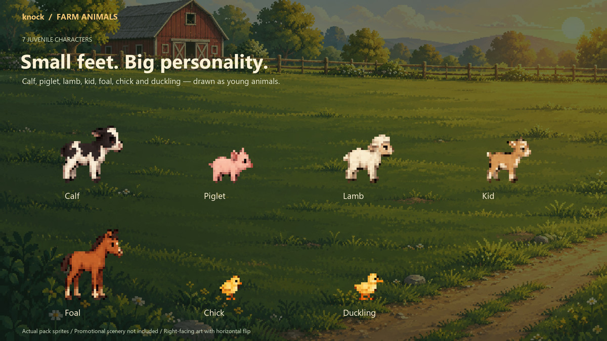 Pixel Farm Animals - Adults and Babies v.1