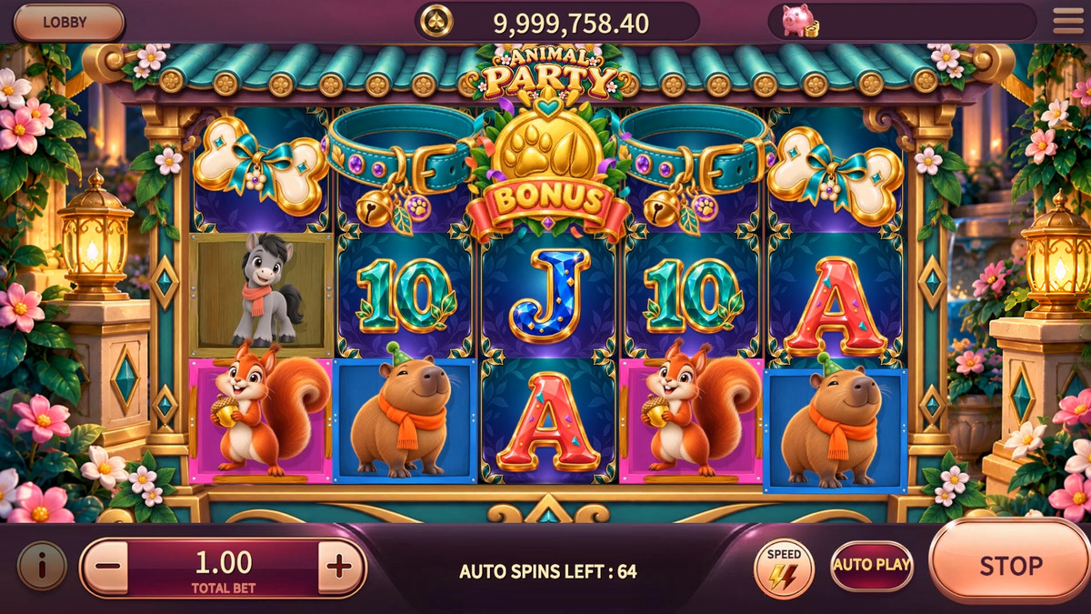 Animal Party – Slot Game Template with Server & Admin