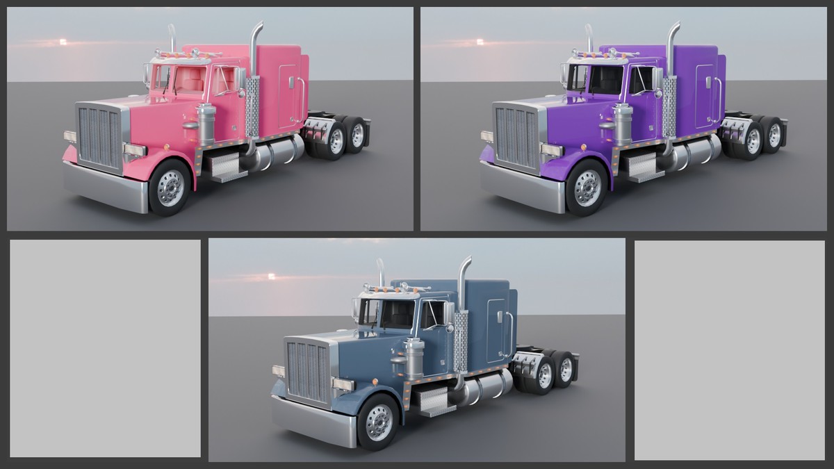 American Semi Truck + Logging Trailer | Interior, Modular, 4 Wood Log | PBR
