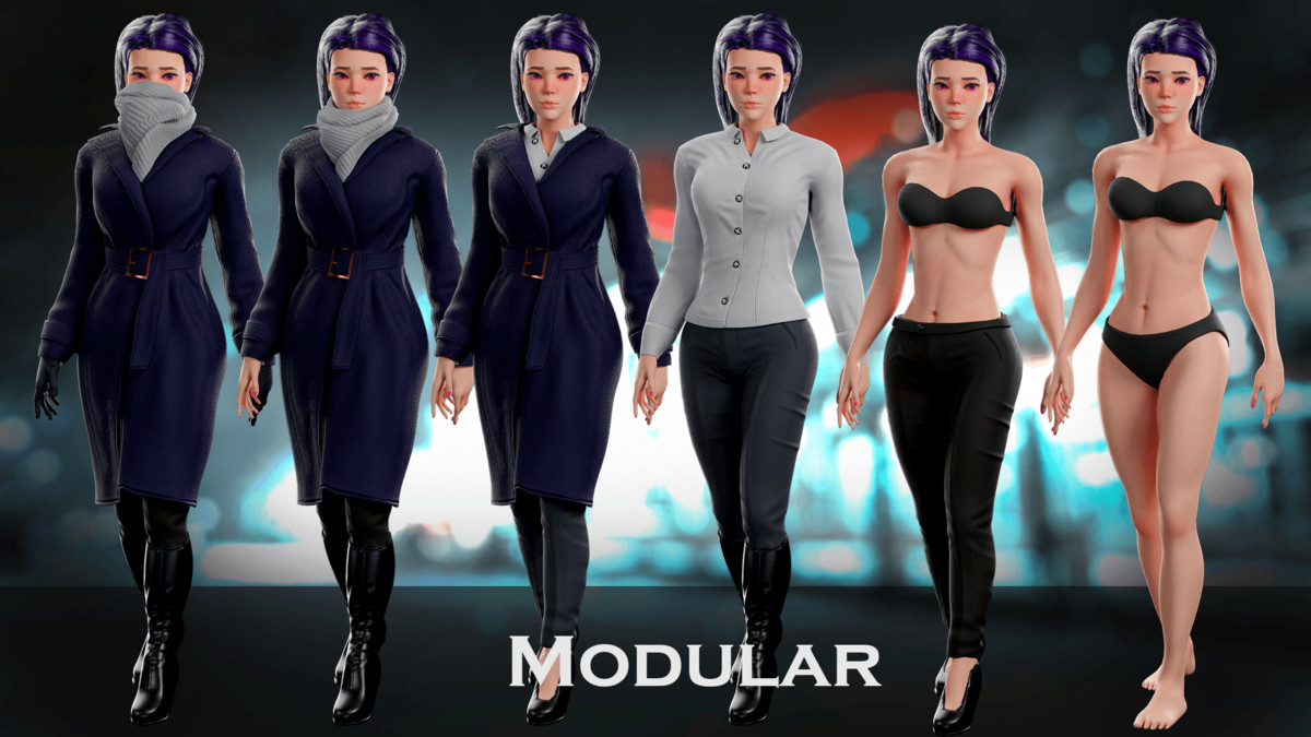 Office Winter Woman – Modular Game Character