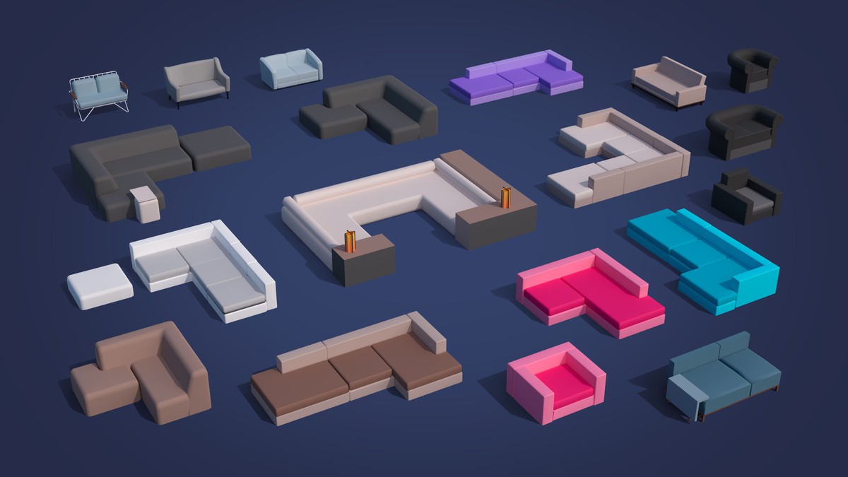 Interior 2 - Low Poly 3D Models Pack