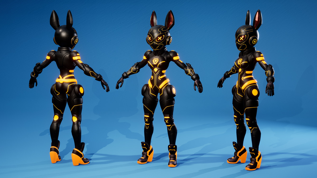 Cyber Bunny Android Sci-Fi Girl 4 – Stylized Character