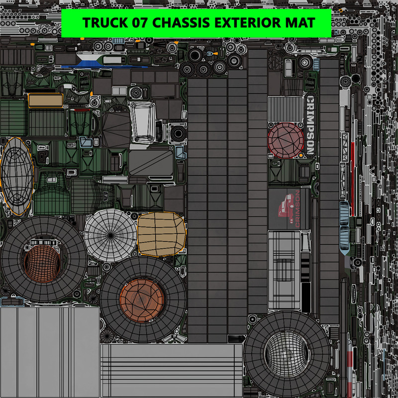 Truck 07 Log Trailer Green Version URP HDRP Textures