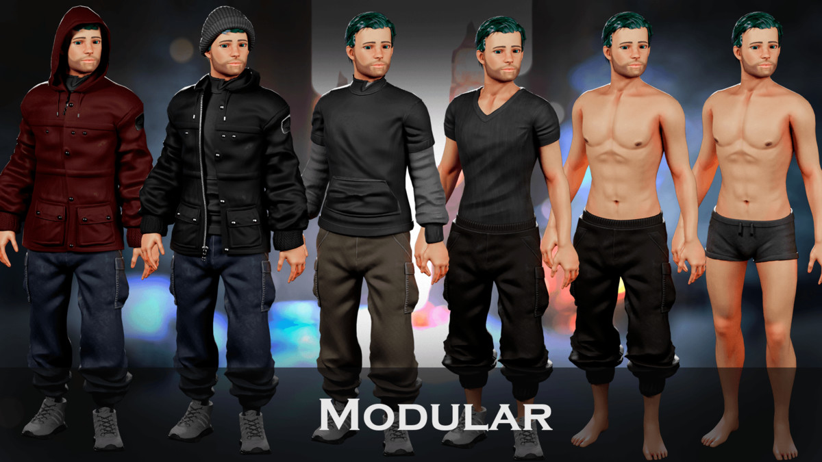 Streetwear Winter Guy – Modular Game Character