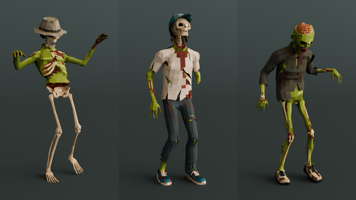 Zombie Man Modular Pack Low-Poly Stylized