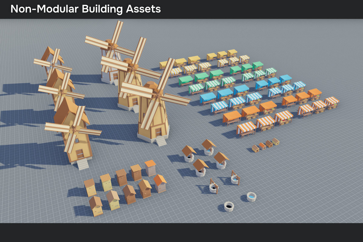 Low Poly Modular Medieval Buildings Pack