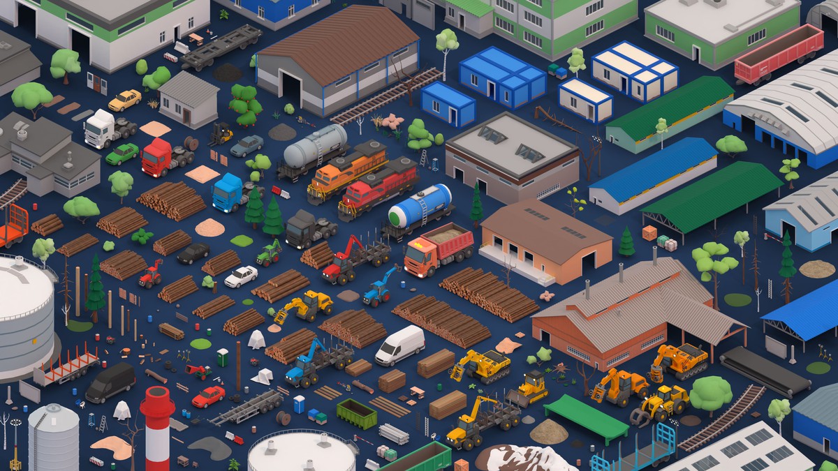 Logging Facility - Low Poly 3D Models Pack