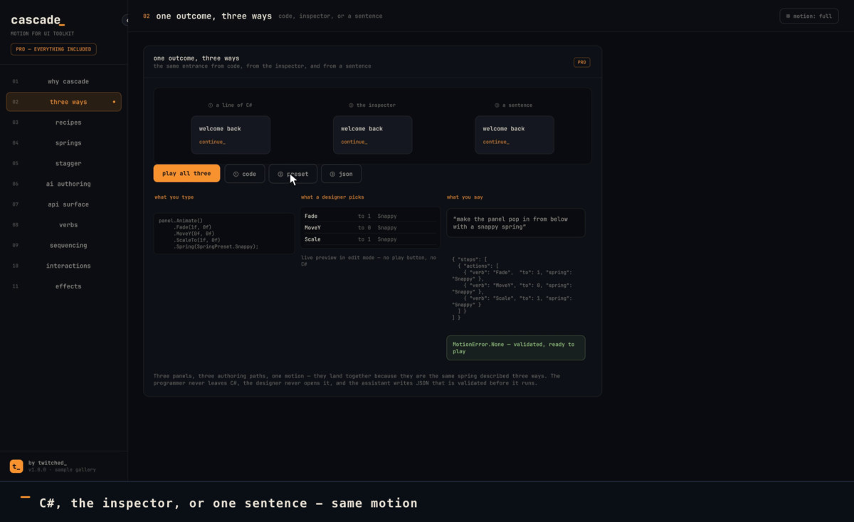 Cascade : UI Toolkit Animation, Tweens & Transitions