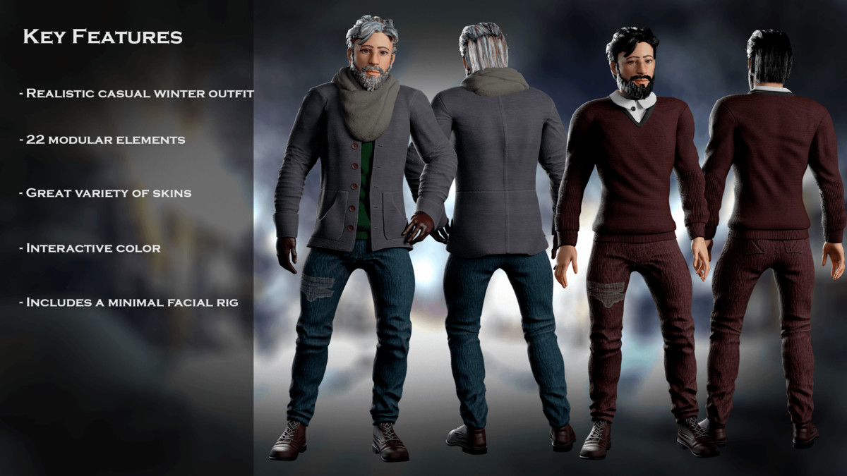 Office Winter Man – Modular Game Character