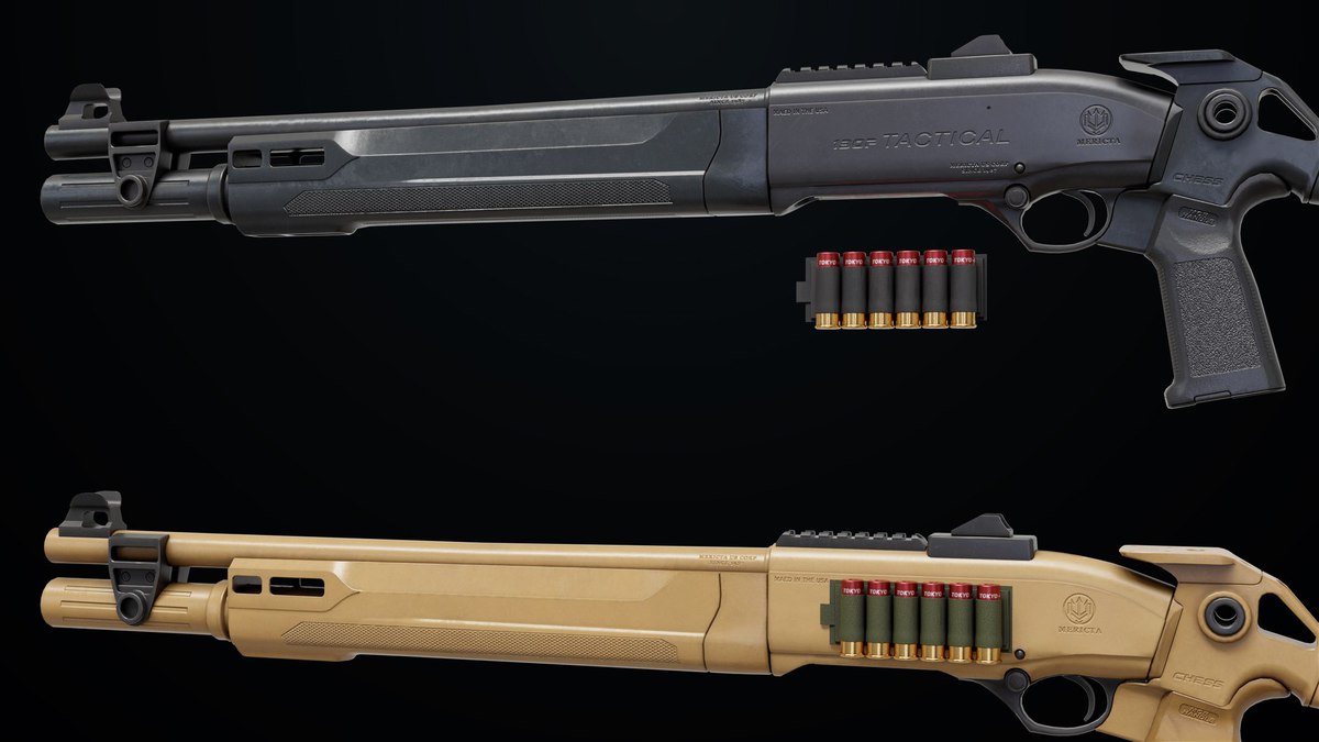 Long Shotgun 04 Black and Sandal Single Mat URP HDRP Textures